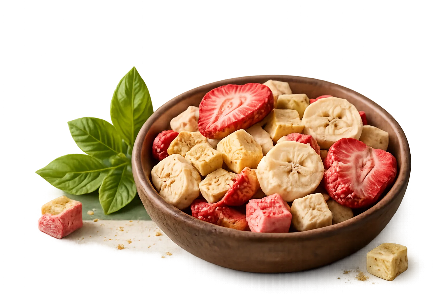 Bowl of freeze-dried fruits